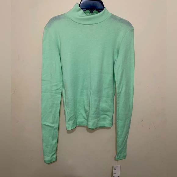 Mint green mock neck layer top long sleeve - Picture 1 of 4